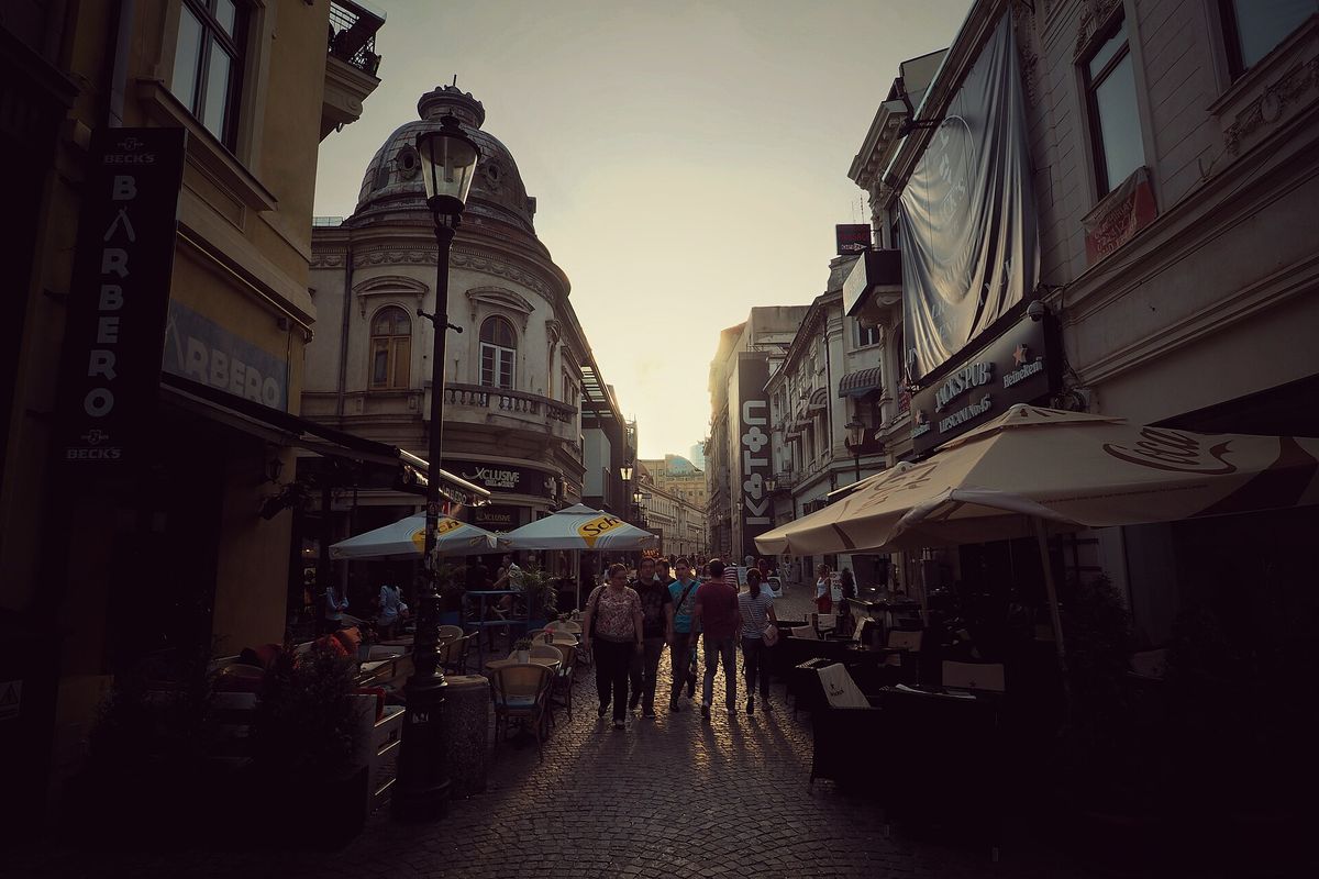 Bucharest's Old Town, where the Therme shuttle starts