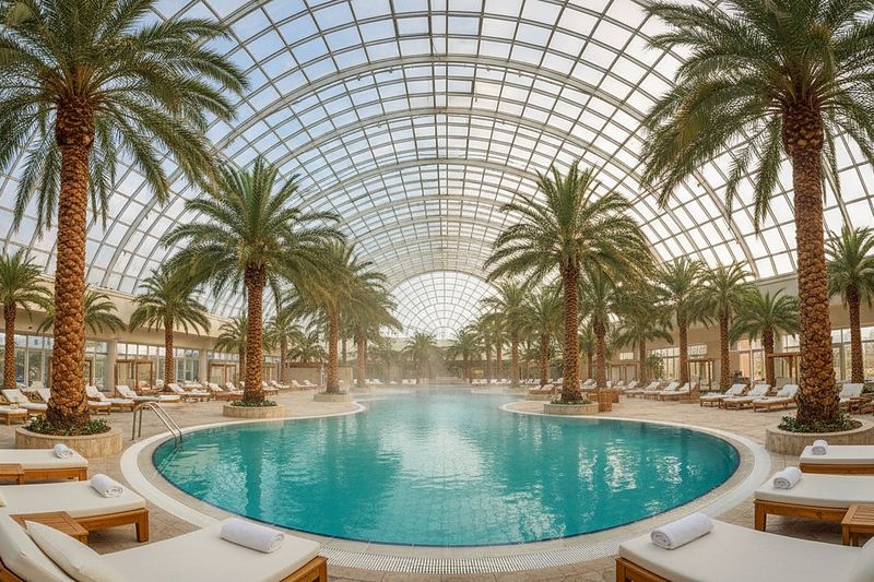 The Palm zone: a thermal pool under real palms, with loungers